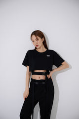 スクエアバックルショートスリーブTシャツ / TOP(9367) Square Buckle Short Sleeve T-shirt