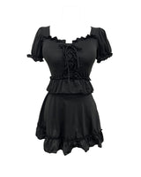 ミニッツホカンスフリルストラップ水着ツーピースセット(カップ内蔵) / Minutes Hocance Ruffle Strap Swimsuit Two-Piece Set