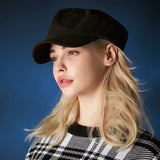 embroidery newsboy cap BLACK
