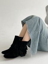 フリンジショートブーツ/Fringe Short Boots (2color)
