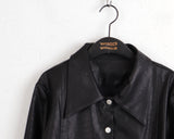 [MADE] Lawson wide collar slim crop crack leather leather jacket