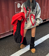 [UNISEX] ハートレターリングオーバーサイズフィットスウェットシャツ
