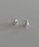 [92.5silver] matt circle one-touch earrings (2sizes)