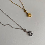 シンプルハートコインユニークネックレス/sehi Simple Heart Coin Unique Necklace