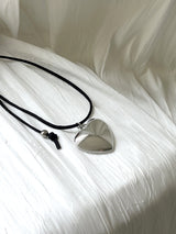 Roche Silver Bold Heart Strap Necklace