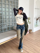 イエローロービンテージデニムパンツ/no.3001 Yellow Low Vintage Denim Pants