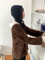 She's double button angora cardigan