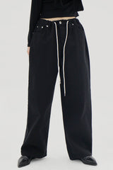 ストリングフリーサイズブラックパンツ / String free size black pants