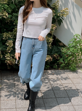ベーシッククロップロングスリーブTシャツ
