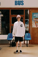 Cワッペン ロングスリーブ オックスフォードシャツ・ホワイト［ユニセックス］ / C Patch Unisex White Oxford Shirt
