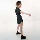 Square Neckline Onepiece [Black flower paisley] (6592437125238)