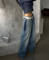 Gradient Off-Shoulder Zip-Up Knitwear