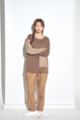 KNIT X TERRY COMBINATION POCKET TEE (Beige) / コンビネーションポケットTシャツ
