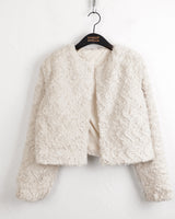 Lilt round no-collar fur jacket