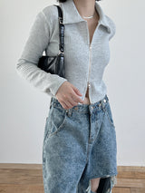 ストーンウォッシュッドスプリットデニムパンツ/no.1110 Stone Washed Split Denim Pants