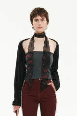 キルシーニットクロップ丈トップセット／KIRSH KNIT CROP TOP SET [BLACK]