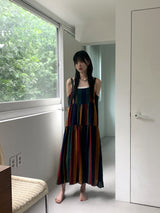 Horner Hippie Bohemian Striped Sleeveless Long Dress