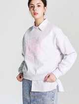 Women's Crop Maison LeLis Hidden Logo Sweatshirt AshGray(FCD1TS201W)