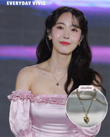  Modern Heart Rhinestone Layered Necklace - Gold Color (VIVIZ Sinb, Oh My Girl YooA, STAYC Seeun Necklace)