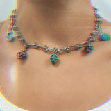 ライトブルーチェーンネックレス / light blue chain necklace