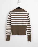 Yali Unbal diagonal button striped knit