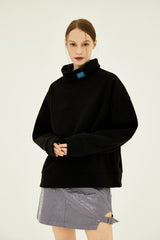 フォールディングラベルタートルネックニットTシャツ/Folding Label Turtleneck Knit T-shirt K11 Matte Black