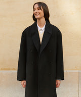 ウールブレンドオーバーサイズロングコート/RCH wool blended oversized long coat black
