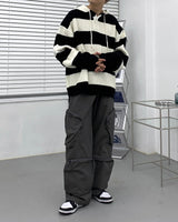 Striped Oversized Warmer Hooded Knitwear (3 colors)