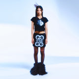 シャーリングロゴクロップTシャツ / 222 X shirring logo crop t - Black