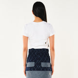 スティプル半袖クロップTシャツ / STIPPLE SHORT SLEEVE CROP TEE (WHITE)