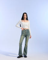 WASHED DENIM BOOT CUT (JEAN BLUE)