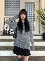 ボカシウェーブルーズニット/Bokashi weave loose knit