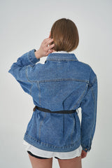 セミオーバーフィットベルトセットデニムジャケット/ SEMI OVER FIT BELT SET DENIM JACKET [1000]