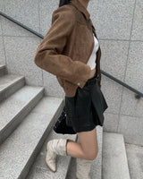 Leather cargo skirt pants