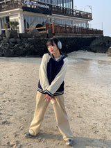 Navi button hood cardigan 