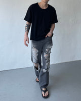 ウォッシングUネックショートスリーブTシャツ / JWA Washing U-neck Short-sleeved T-shirt (4 colors)
