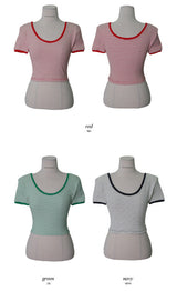 ボーダークロップ半袖Tシャツ (3color)