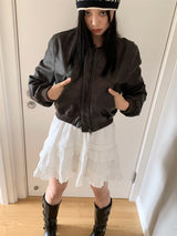 vintage leather zip-up