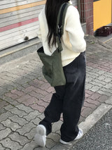 Grayish wide denim pants 
