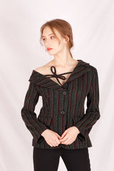 stripe offshoulder jacket (6640100409462)