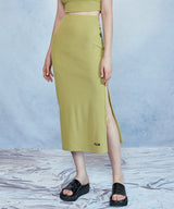 HIDE Slit Band Long Skirt (Olive) (6570965762166)