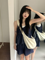 Denim Stitch V-Neck Bustier Sleeveless
