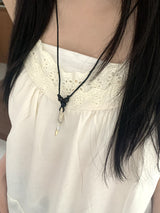 Kayu Vintage Gemstone Leather Necklace