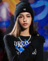 ミーロゴアンゴラビーニー/mii LOGO ANGORA BEANIE BLACK