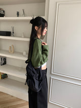 Limu Green Star Crop Knit