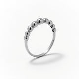 Mini ball crescent ring silver