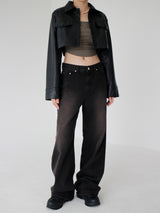 ローズレザークロップジャケット / Rose Leather Crop Jacket (2color)