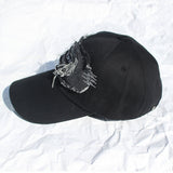 denim patchwork ball cap (washed black)