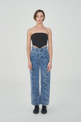 レタリングプリンテッドデニムパンツ / ACTRESS YANG HYE-JI WORN LETTERING PRINTED DENIM PANTS[6050]