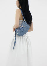 デニムスタッズショルダーバッグ/Denim Studded Shoulder Mini Bag (2color)